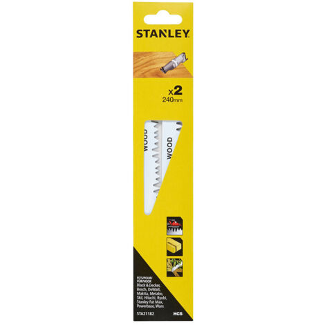 Stanley – Pack de 2 lames de scie sabre 240mm – Acier HCS pour coupes grossières – Compatible avec Black+Decker, Bosch, Makita - STA21182-XJ