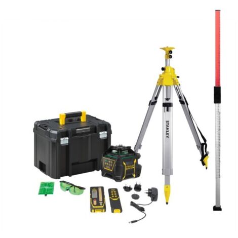 Stanley – Pack investissement niveau laser rotatif RL750LG (Li-Ion) vert – Plage d'utilisation 60m – Précision +/-1,5mm @30m – SKU FMHT772231