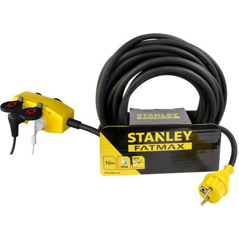 Stanley – Rallonge de chantier 5m – 4 prises 16A – Indice de protection IP44 – Câble HO7RN-F pour chantiers humides