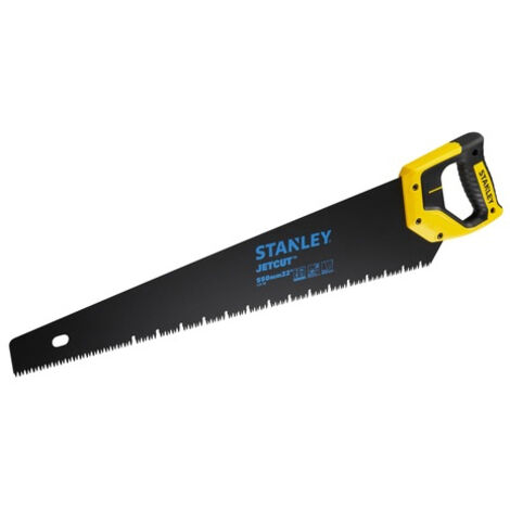 Stanley – Scie égoïne JetCut 550mm pour plaques de plâtre – Denture triple biseau – Revêtement anti-corrosion – Poignée ergonomique bimatière