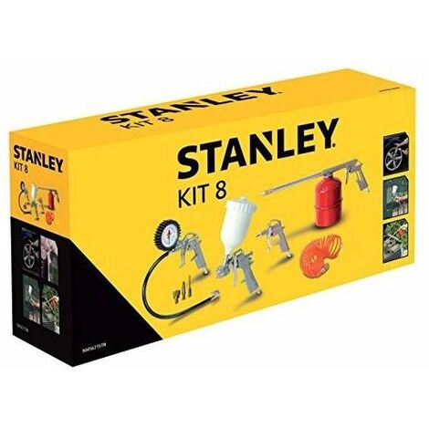 KIT SET 8 STANLEY ACCESSORI PER COMPRESSORE ARIA COMPRESSA AEROGRAFO PISTOLA TUB