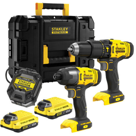 Stanley SFMCK465D2T‑QW Kit combinado 18 V FatMax V20: taladro + llave de impacto