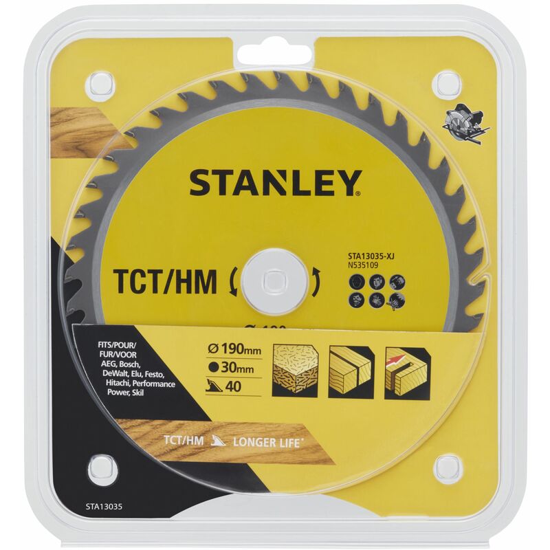 

Stanley ® - Stanley STA13035-XJ Hoja TCT. ø 190x30 mm. 40 dientes positivos ATB