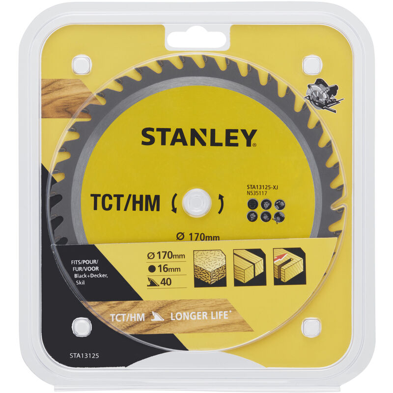 

Stanley ® - Stanley STA13125-XJ Hoja TCT. ø 170x16 mm. 40 dientes positivos ATB