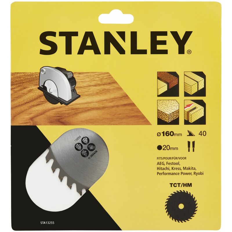 

Stanley ® - Stanley STA13255-XJ Hoja TCT. ø 160x20 mm. 40 dientes positivos ATB