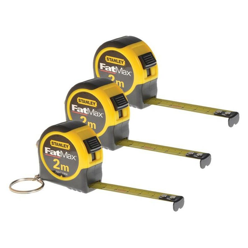 STA133856 3 x Key Ring Tape Measures 2m Metres Triple Pack 1-33-856 - Stanley