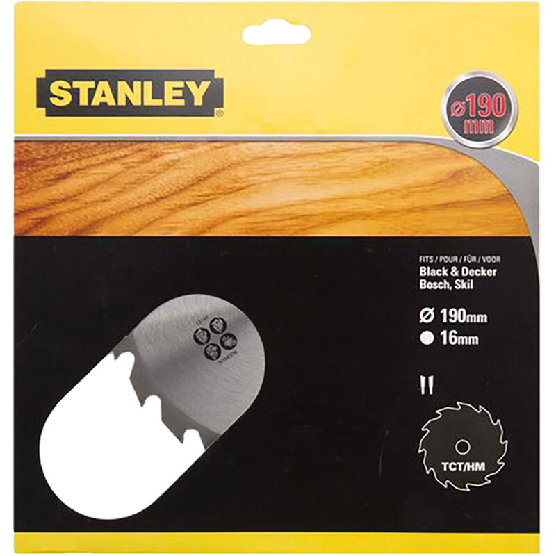 Piranha - Hoja de sierra circular Stanley STA15370-XJ tct 190 x 16 mm x 18T Madera clavada