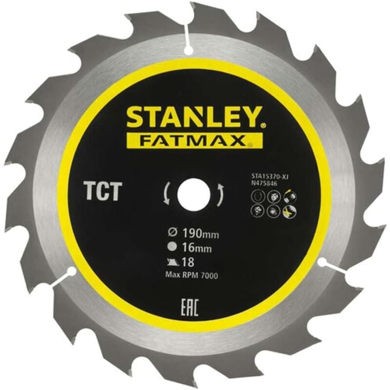 Piranha - Hoja de sierra circular Stanley STA15370-XJ tct 190 x 16 mm x 18T Madera clavada