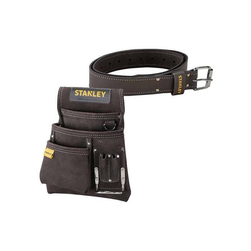 STA180114 STA180119 Leather Belt with Leather Nail and Hammer Pouch - Stanley