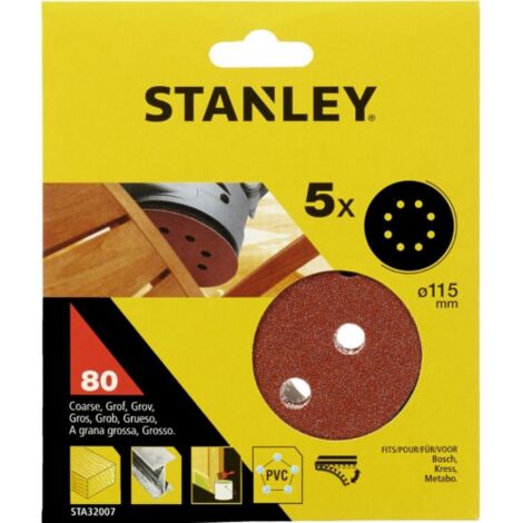 Stanley STA32007 cf 5 dischi da 115 mm a strappo grana 80 per rotorbitali