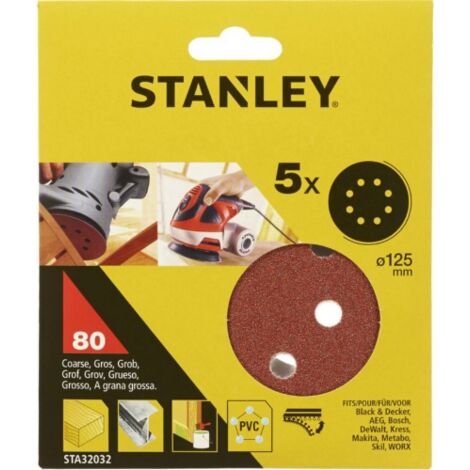 Stanley STA32032 cf 5 dischi abrasivi da 125 mm a strappo grana 80 per rotorbitali