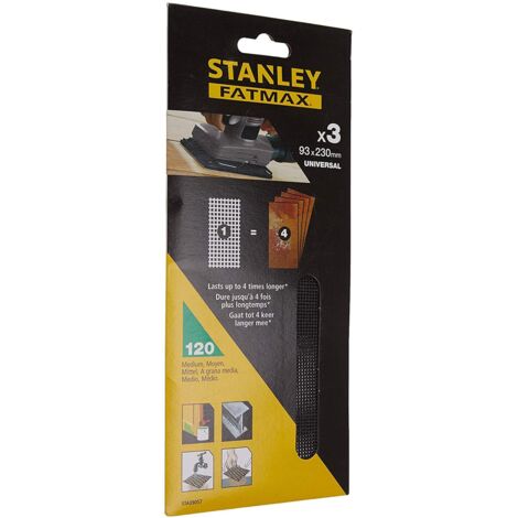 Stanley STA39057-XJ 3 PZ DI CARTA ABRASIVA 93 x 230 mm 120 gr