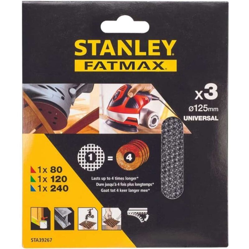 Stanley Fatmax Schleifgitter 125mm K80/120/240 3Stk