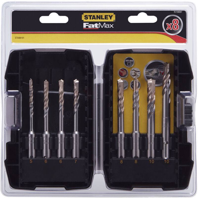 

Stanley STA88101-XJ Juego de 8 brocas SDS-Plus ø 5, 6 (2), 7, 8 (2), 10 (2) mm