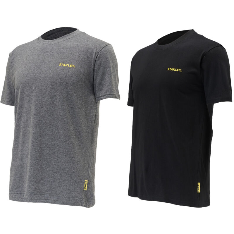 Lot de 2 T-shirts Stanley Gris et Noir, légers et confortables, parfaits pour le travail ou les loisirs - l Lot de 2 T-shirts Stanley Gris et Noir, légers et confortables, parfaits pour le travail ou les loisirs - l