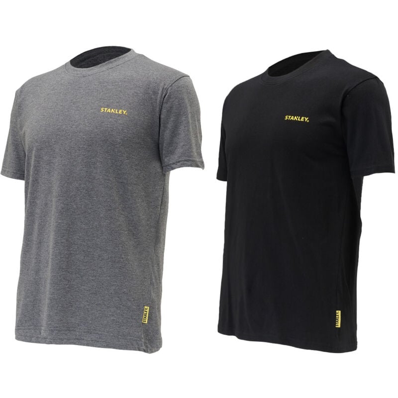 Lot de 2 T-shirts Stanley Gris et Noir, légers et confortables, parfaits pour le travail ou les loisirs - xxl