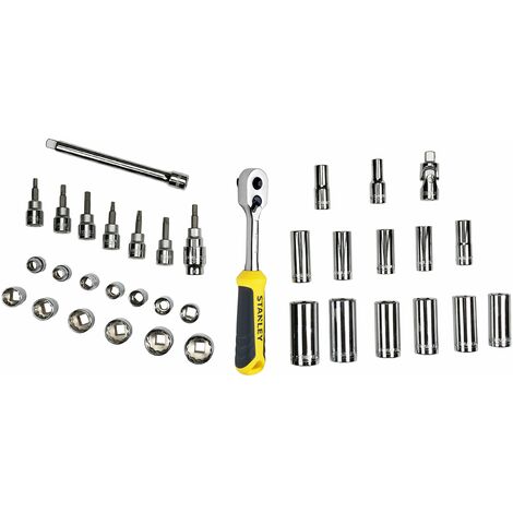 STANLEY STMT1-74174 Modulo Chiavi a Bussola, 3/8", 36 Pezzi, per Carrello da Officina, Nero