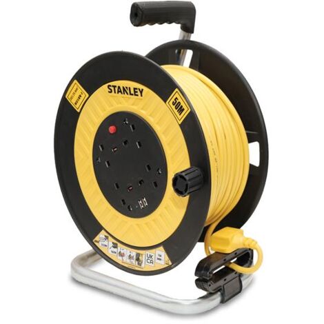 Stanley SXECGL2OHXE Open Drum Cable Reel 240V 13A 4-Socket + 2 USB 50m
