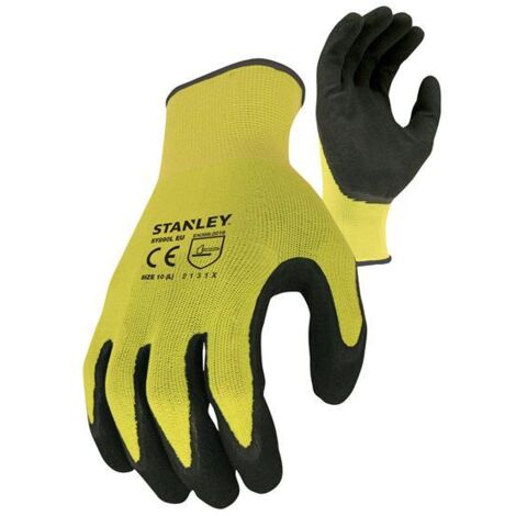 Stanley – Waterproof grip gloves – L size 9 – Sandy foam latex palm for increased grip – Elasticated cuffs for secure fit – SY890L