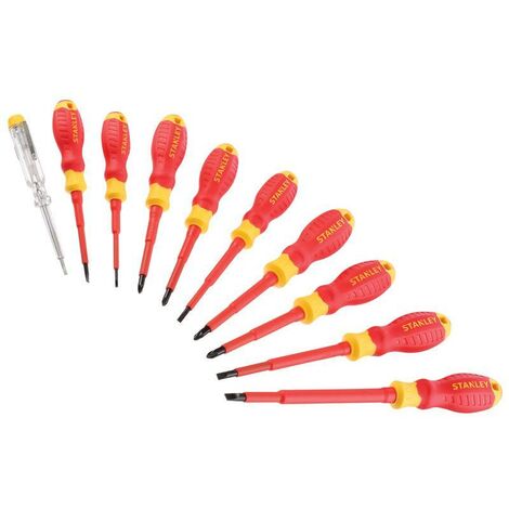Stanley Tools Fatmax Vde Insulated Phillips Pozidriv & Slotted Screwdriver Set 10 Piece