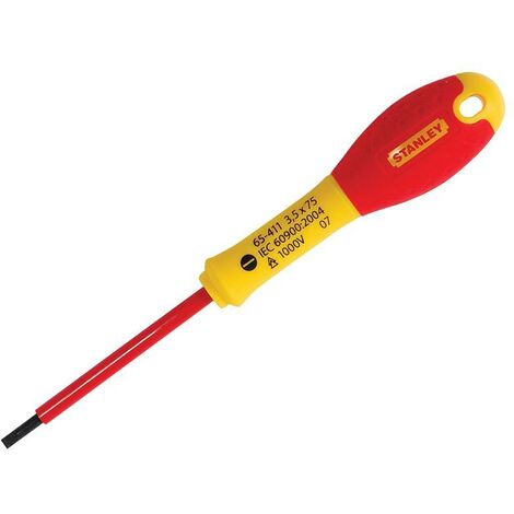 Stanley Tools Fatmax Vde Insulated Screwdriver Parallel Tip 3.5 X 75Mm