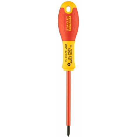 Stanley – Tournevis cruciforme PZ1 100mm 65418 – Isolé 1000V – Acier chrome vanadium – Poignée ergonomique bi-matière pour confort