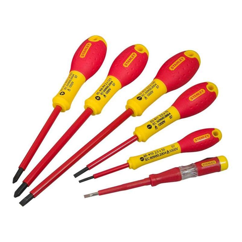 Stanley - Jeu de 6 tournevis fatmax isolés 1000V électricien 0-65-441 avec testeur - philips