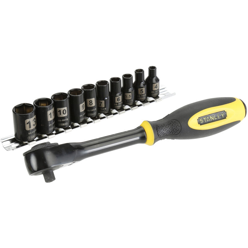 

Stanley 0-94-607 Juego carraca Rotator 11 piezas 1/4" cromo negro