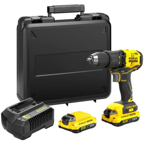 Stanley Werkzeug - 18V Akku-Bohrschrauber, 2x 2,0 Ah Li-Ion Akku, Ladegerät SFMCD710D2K-QW