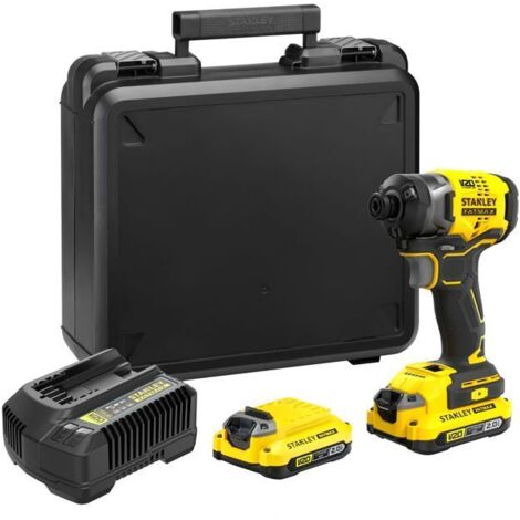 Stanley Werkzeug - 18V Akku-Schlagschrauber, 2x 2,0 Ah Li-Ion Akku, Ladegerät SFMCF820D2K-QW