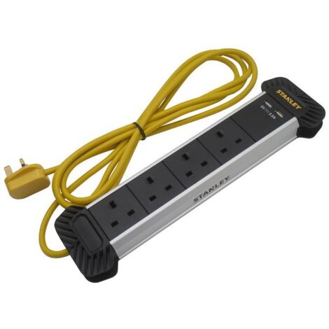 Stanleyl SXECFE2DHFE 4-Gang + 2 USB Powerboard with Cable Management 3m STE4GCAB2USB