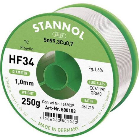 Stannol HF34 filo saldante diametro 1 mm peso 250 g