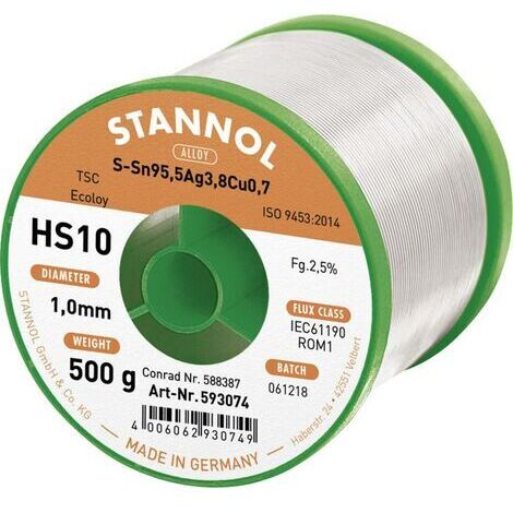Stannol HS10 2510 fil à souder argent 500 g 1.0 mm