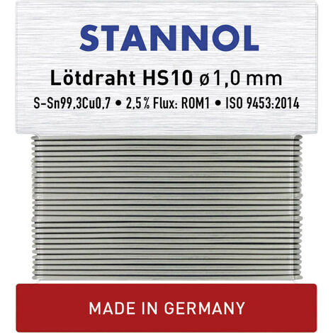 Stannol HS10 Lötzinn, bleifrei bleifrei Sn99,3Cu0,7 ROM1 30 g 1 mm