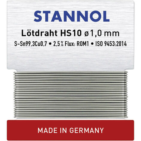 Stannol HS10 Lötzinn, bleifrei bleifrei Sn99,3Cu0,7 ROM1 6 g 1 mm