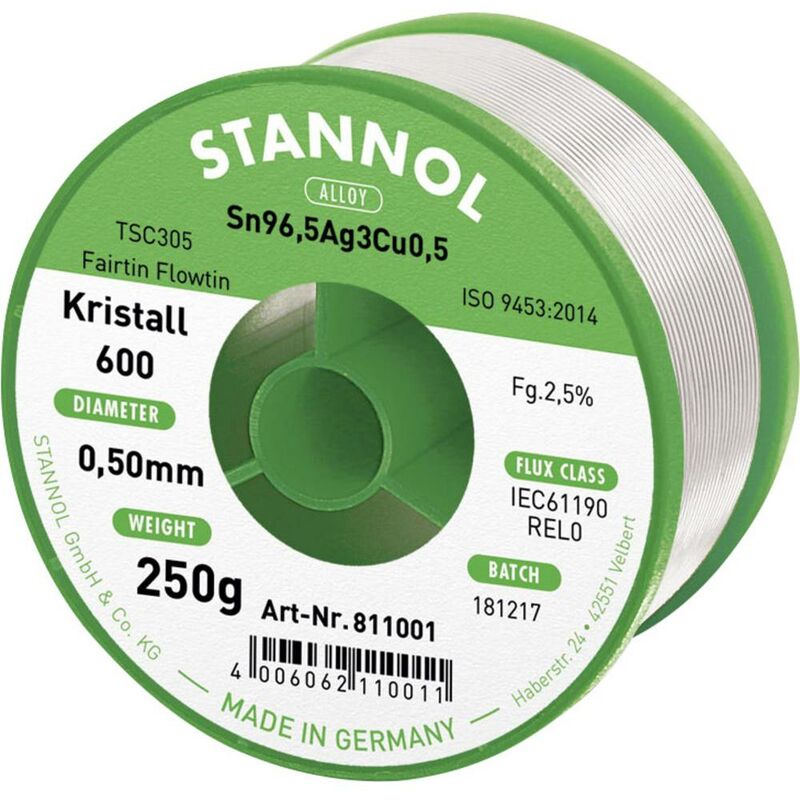Image of Kristall 600 Fairtin Stagno senza piombo senza piombo Sn96,5Ag3Cu0,5 REL0 250 g 0.5 mm - Stannol