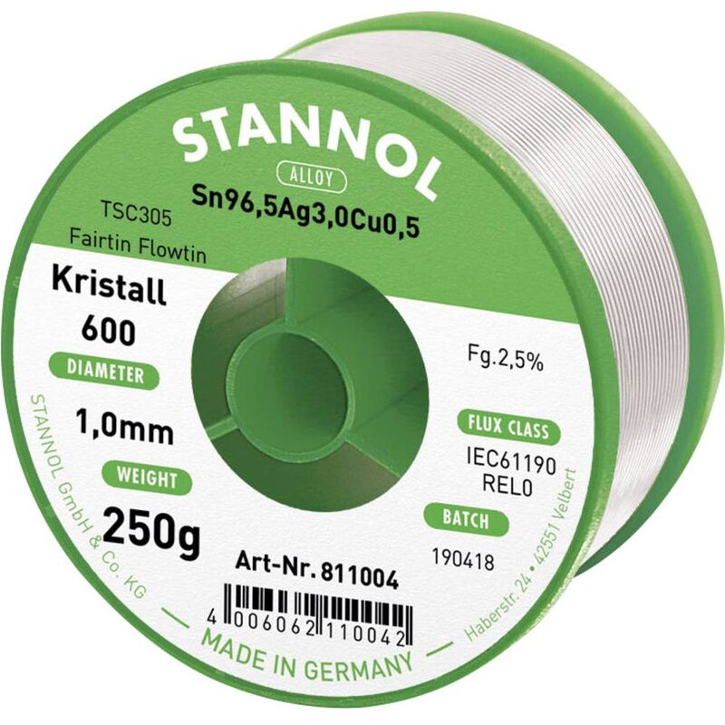 Image of Kristall 600 Fairtin Stagno senza piombo senza piombo Sn96,5Ag3Cu0,5 REL0 250 g 1 mm - Stannol