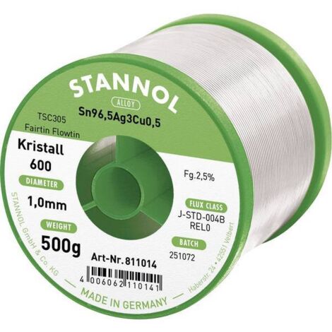 Stannol Kristall 600 Fairtin Stagno senza piombo senza piombo Sn96,5Ag3Cu0,5 REL0 500 g 1 mm