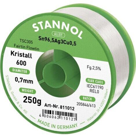 Stannol Kristall 600 fil d'étain argent 250 g 0.7 mm