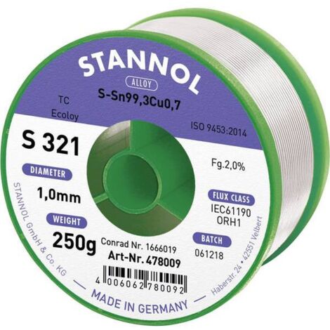 Stannol S321 filo di saldatura senza piombo 1 mm 250 g