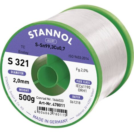 Stannol S321 Filo di saldatura senza piombo 500 g 2 mm