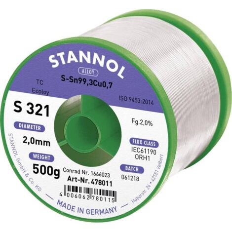Stannol S321 Hilo de soldar sin plomo 500 g 2 mm