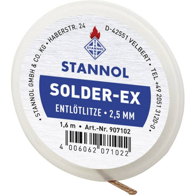 Image of Solder Ex Treccia Lunghezza 1.6 m Larghezza 1.0 mm Imbevuto di flussante - Stannol
