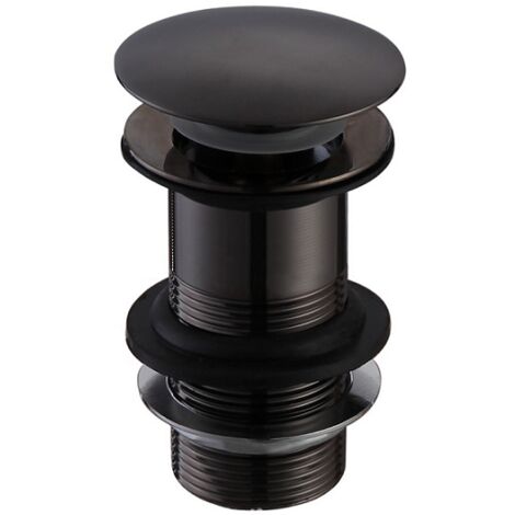 Stano. – Bonde de lavabo noir mat – Laiton – Système clic-clac – Bonde sans trop-plein pour vasques – Installation facile par le dessus