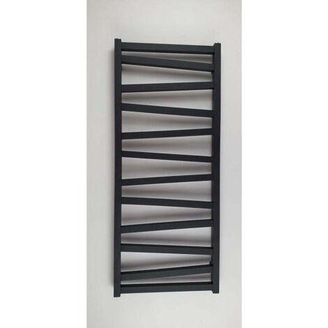 Stano. – Radiateur sèche-serviettes eau chaude 97 x 50 cm noir mat – Acier anticorrosion – Puissance 287 W – Entraxe 47 cm – Supports inclus