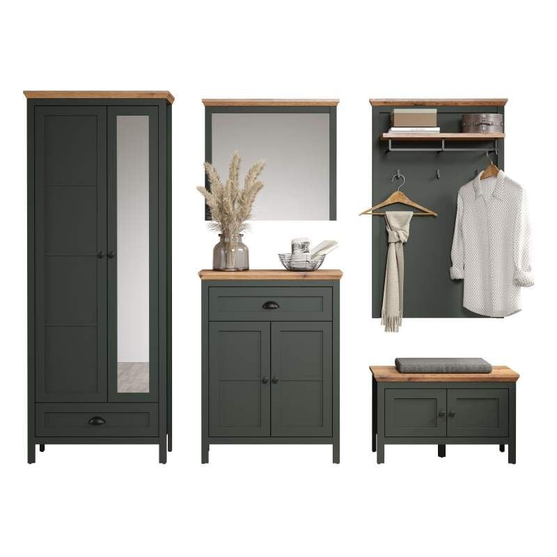 Trendteam - Stanton ensemble d'armoires de rangement vert, chêne décor.