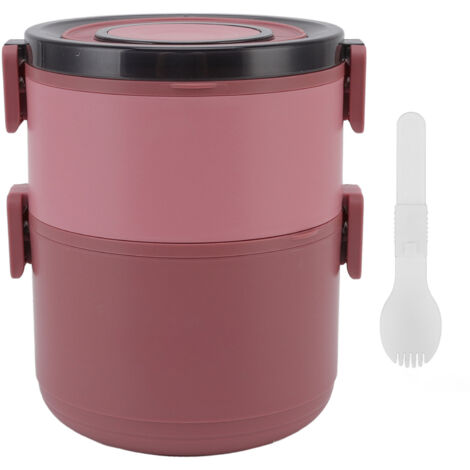 Stapelbare 1600-ml-Bento-Box mit 2 Etagen für Erwachsene, lebensmittelecht, isoliert, auslaufsicher, BPA-frei, rot