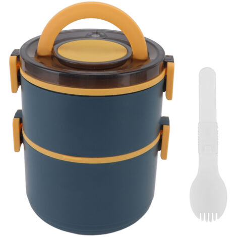 Stapelbare 1600-ml-Edelstahl-Lunchbox, doppelwandig, BPA-frei, isoliert und robust für Büro und Reisen, blau