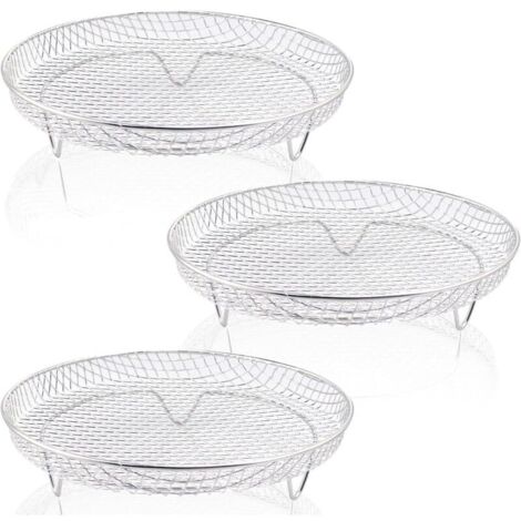 Stapelbare 8-Zoll-Kochroste für Heißluftfritteusen aus lebensmittelechtem Edelstahl, kompatibel mit allen 4,2 bis 5,8 Liter fassenden Heißluftfritteusen und Backöfen.