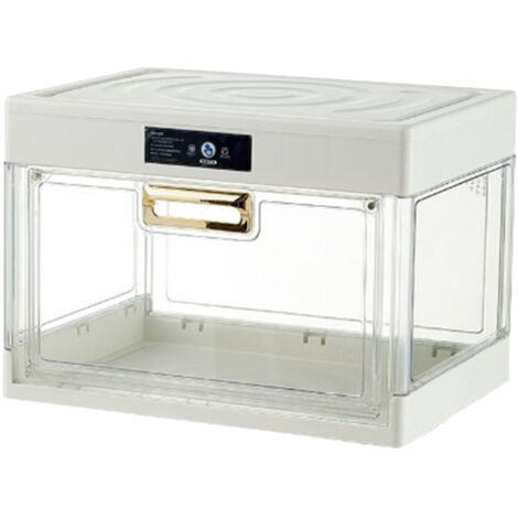 Stapelbare Aufbewahrungsbox für Kaffeetassen – Transparenter Glashalter mit weißem, staubdichtem Deckel, 38 x 27,5 x 27 cm